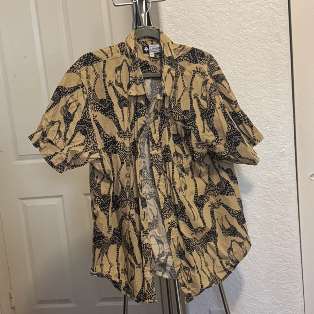 Giraffe Pattern Button Down Shirt